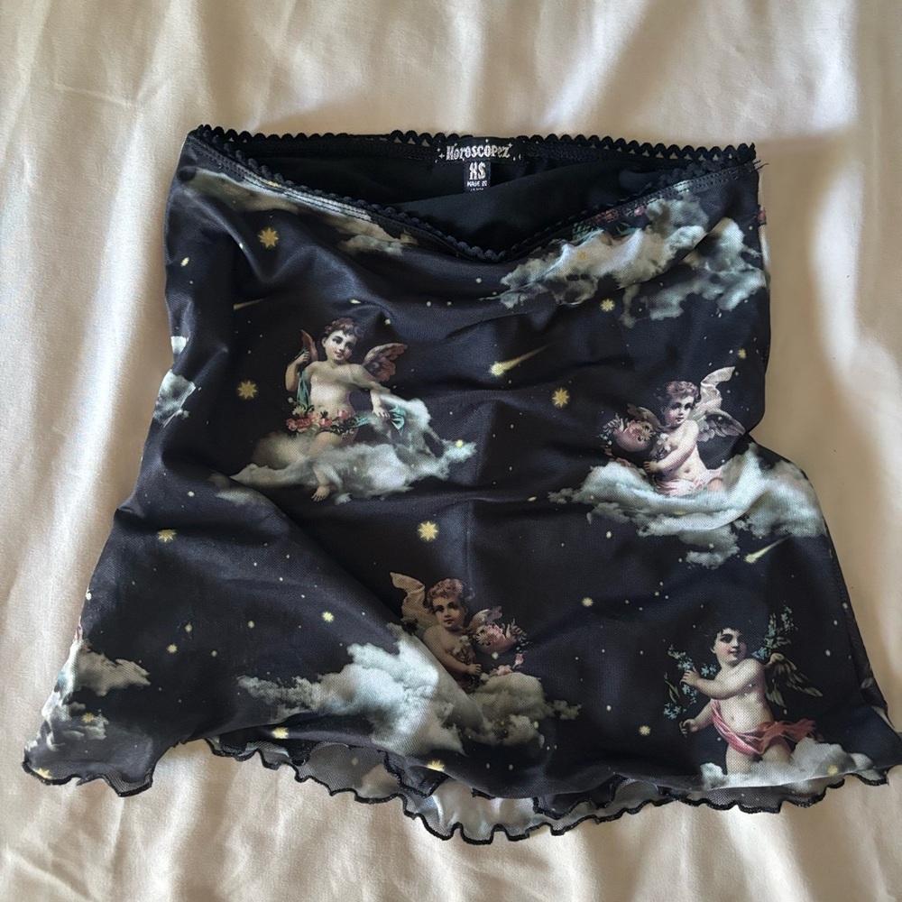 Dolls Kill Black Angel Print Skirt